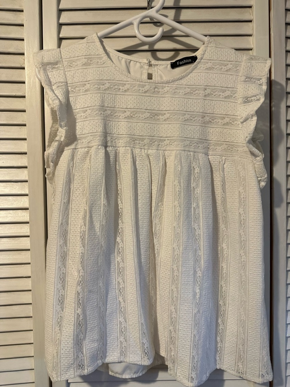 White Lace-Textured Girls' Dress